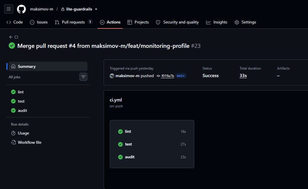 CI в GitHub Actions